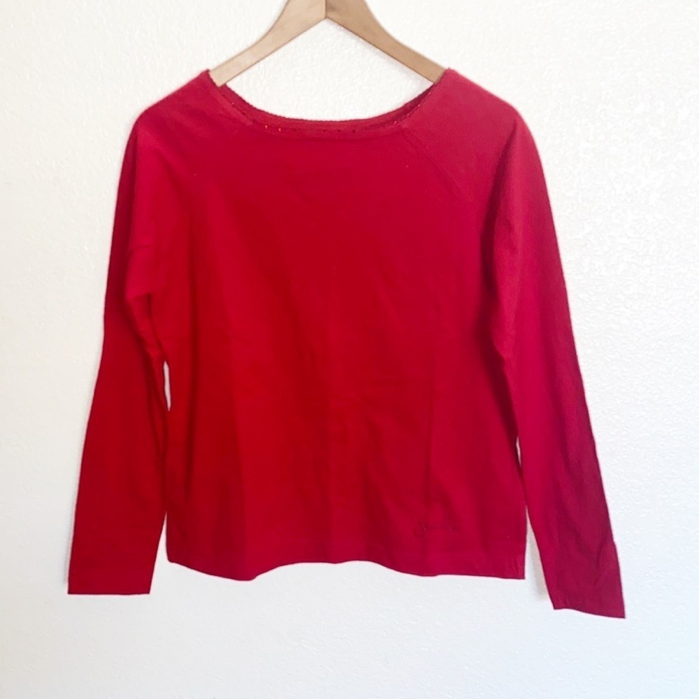 Jonathan Logan Red Beaded Neckline Long Sleeve Shirt